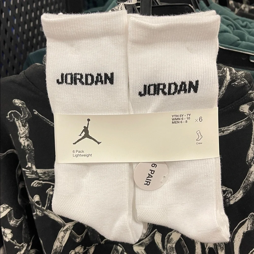 Jordan White Crew Socks 6-Pack JORDAN JUMPMAN CREW Socks  6PK